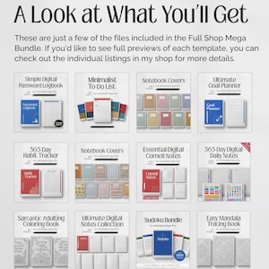 May include: A digital template bundle for reMarkable Paper Pro featuring twelve categories including a password logbook, to-do list, notebook covers, goal planner, habit tracker, Cornell notes, daily notes, coloring book, notes, and sudoku.