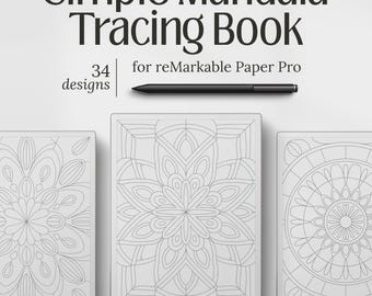 Templates for reMarkable Paper Pro, Simple Mandala Tracing Book, Easy Designs, Digital PDF Download