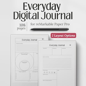 Plantillas para Remarkable Paper Pro, diario de 100 páginas, diario de gratitud, reflexiones cotidianas, diario