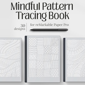 Templates for reMarkable Paper Pro, Mindful Pattern Tracing Book, Relaxing Tracing Designs, PDF Download