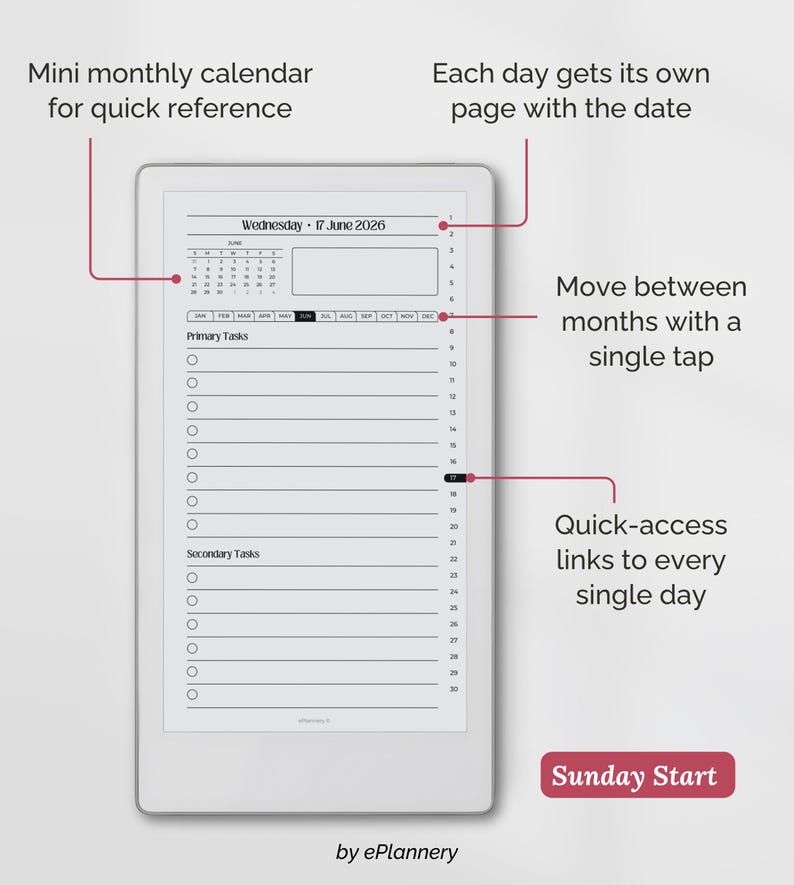 Templates for Remarkable Paper Pro Move, 2026 Task Planner, to Do List ...