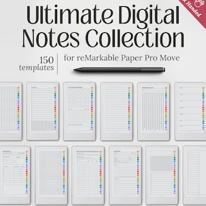 Notes for reMarkable Paper Pro Move, 150 Notebook Templates, Note-Taking, Journaling & Productivity