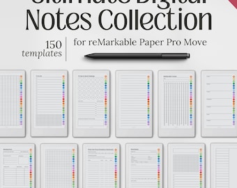 Notes for reMarkable Paper Pro Move, 150 Notebook Templates, Note-Taking, Journaling & Productivity