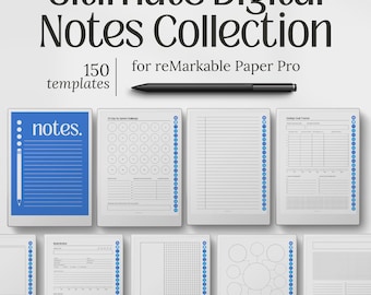 Plantillas para reMarkable Paper Pro, 150 páginas de cuaderno digital, toma de notas, registro diario, productividad