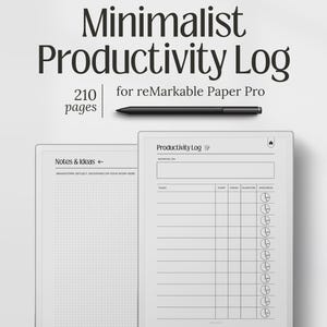 Templates for reMarkable Paper Pro, Digital Productivity Log, Task Tracker, Daily Productivity Planner