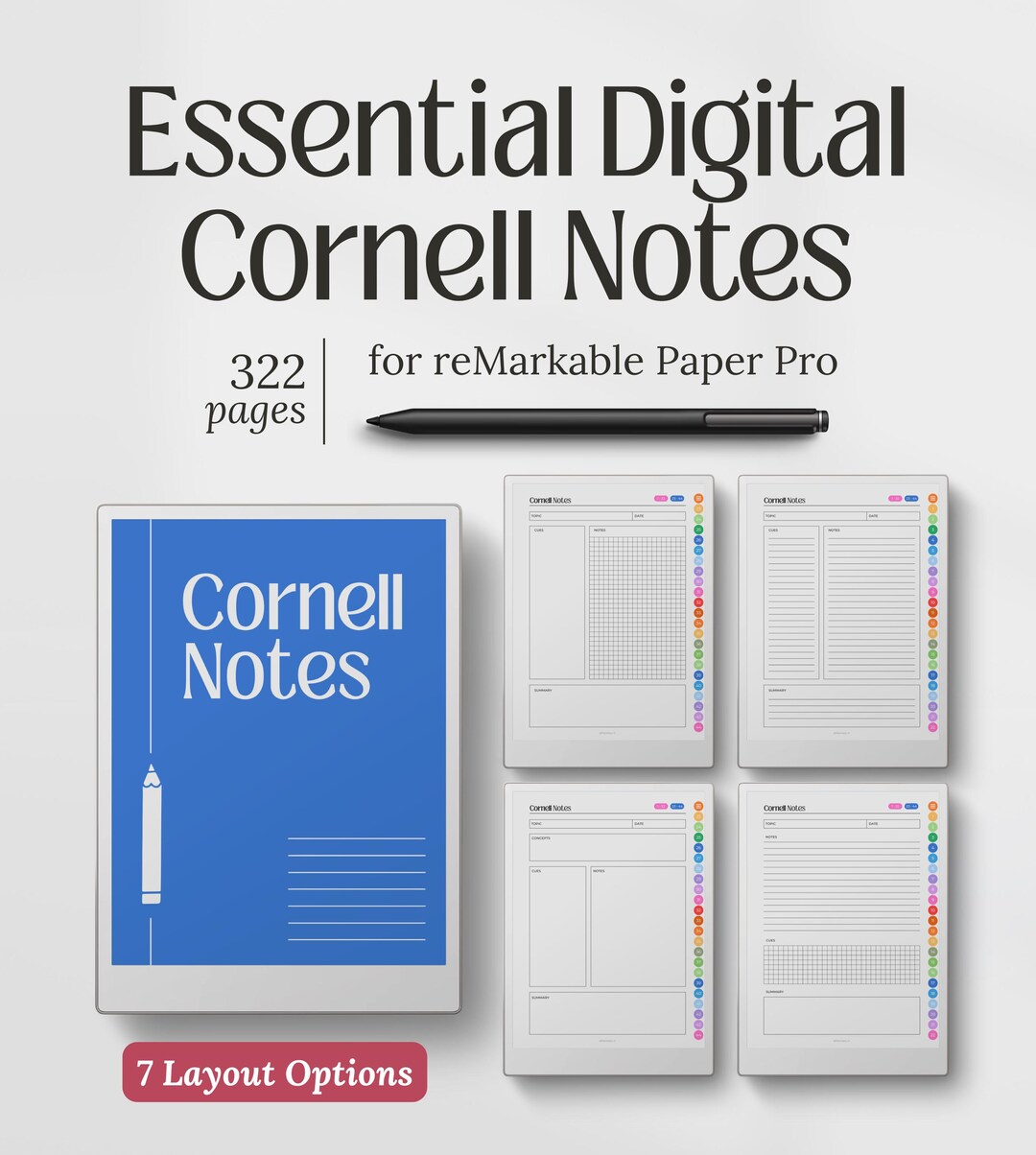 Remarkable Paperpro Notes.pdf Templates for Remarkable Paper Pro, Essential Cornell Notes, 7 Note ...