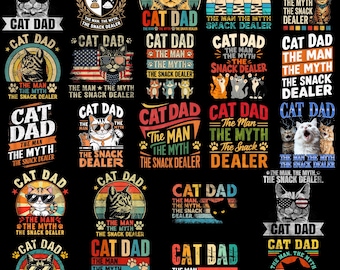 20+ Retro Cat Dad PNG Bundle, Der Mann, Der Mythos, Der Snack Händler