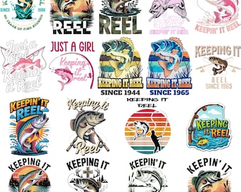 15+ Keeping It Reel PNGバンドル、釣りデジタルファイル、バス釣りデザイン、Tシャツデザイン、PODデザイン、釣りに出かけよう