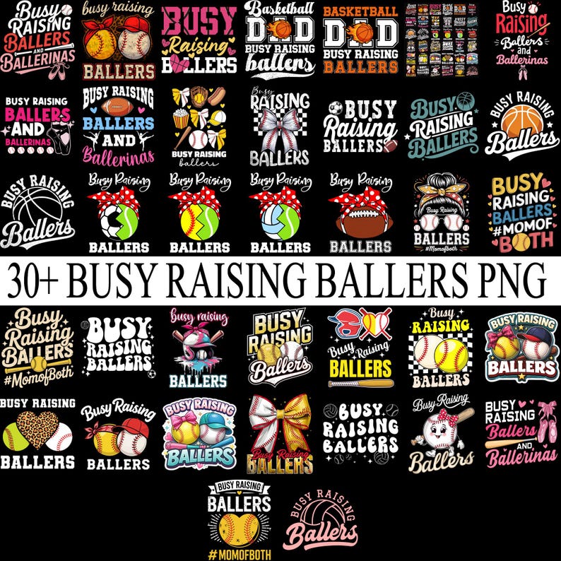 30+ Busy Raising Ballers PNG Bundle, Sport Mom PNG (digital Download ...