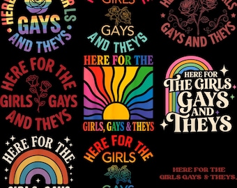 Hier für die Mädchen Schwule und ihre PNG-Bundle, LGBT Queer Pride Design, LGBTQ Ally Grafik, Pride Month PNG, inklusive Gay Pride