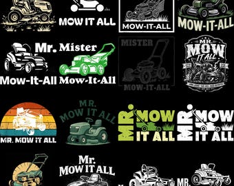 10 + Mister Mow It All PNG-Bundle, lustiges Papa-Shirt-Design, Rasenmähen PNG, Vatertagssublimation, lustiges Ehemanngeschenk, Rasenpflege Png