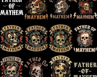 Vater von Mayhem PNG Bundle, Tattoo Style Schädel Schlange Png, Vatertagsgeschenk