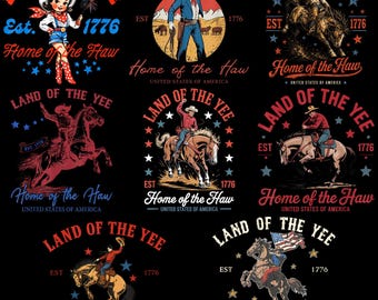 4. Juli PNG-Bundle, USA Png, Vierte Juli-Shirt-Design, Yee Haw PNG, Cowboy-T-Shirt, Western 4. Juli Hemd, Land des Yee-T-Stücks