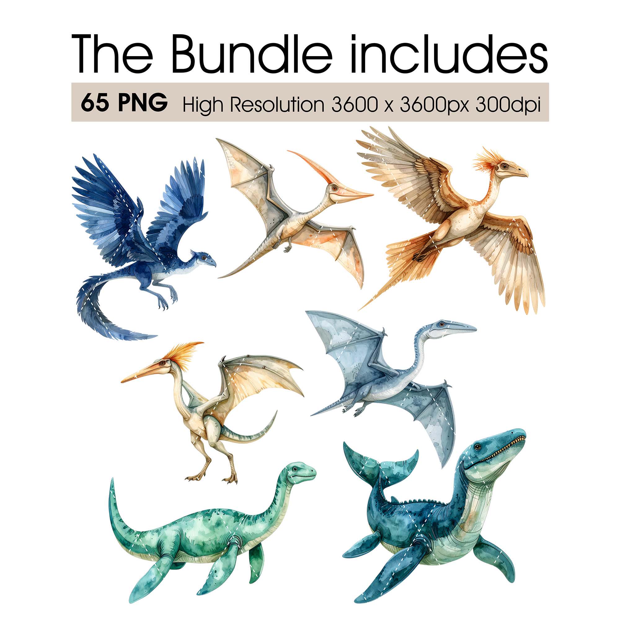 Watercolor Dinosaur Clipart Set – Realistic Jurassic Dinosaurs ...