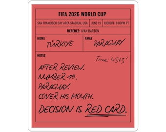 Schiri-Entscheid der WM 2026 | Football Match Sticker | VAR Bewertung Kunst | Fußball-Fan Geschenk | Rote Karte