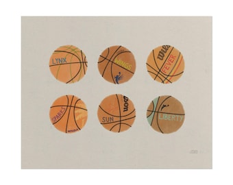 Sports | WNBA Team Basketballs, Minimalist Poster Print