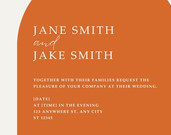 Template | Modern Arch Wedding Invitation Template - Editable Canva Invite