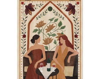 Eleganter Weinroter botanischer Kunstdruck matt Vertikales Poster | Abendessen Datum Wand Dekor