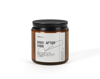 F1 | Baku After Dark Candle | Amber Jar, Natural Soy Wax