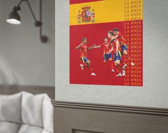 Spanien Nationalmannschaft Fußball Postern gerollt | "Die Roten ""La Roja"" Fußball Wandkunst."