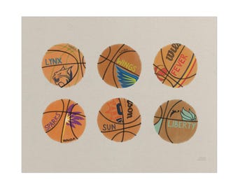 Detailed WNBA Team Basketballs, Poster Print
