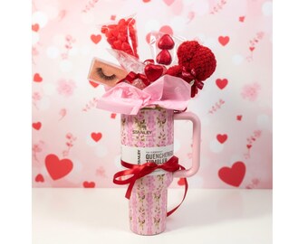 Valentine's Day Gift Hamper, Luxury Stanley Cup, Romantic Self-Care Treat, Sweet Cone