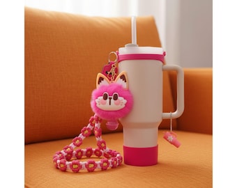 Stanley Cup Accessories Set, Flower Strap, Labubu Luxury Set