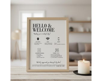 Editable Welcome Sign Template, Airbnb, VRBO Guest Check-In Guide (Digital Download)