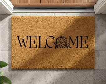 Felpudo de fibra de coco con dados D20 de bienvenida, regalo de Dungeons and Dragons