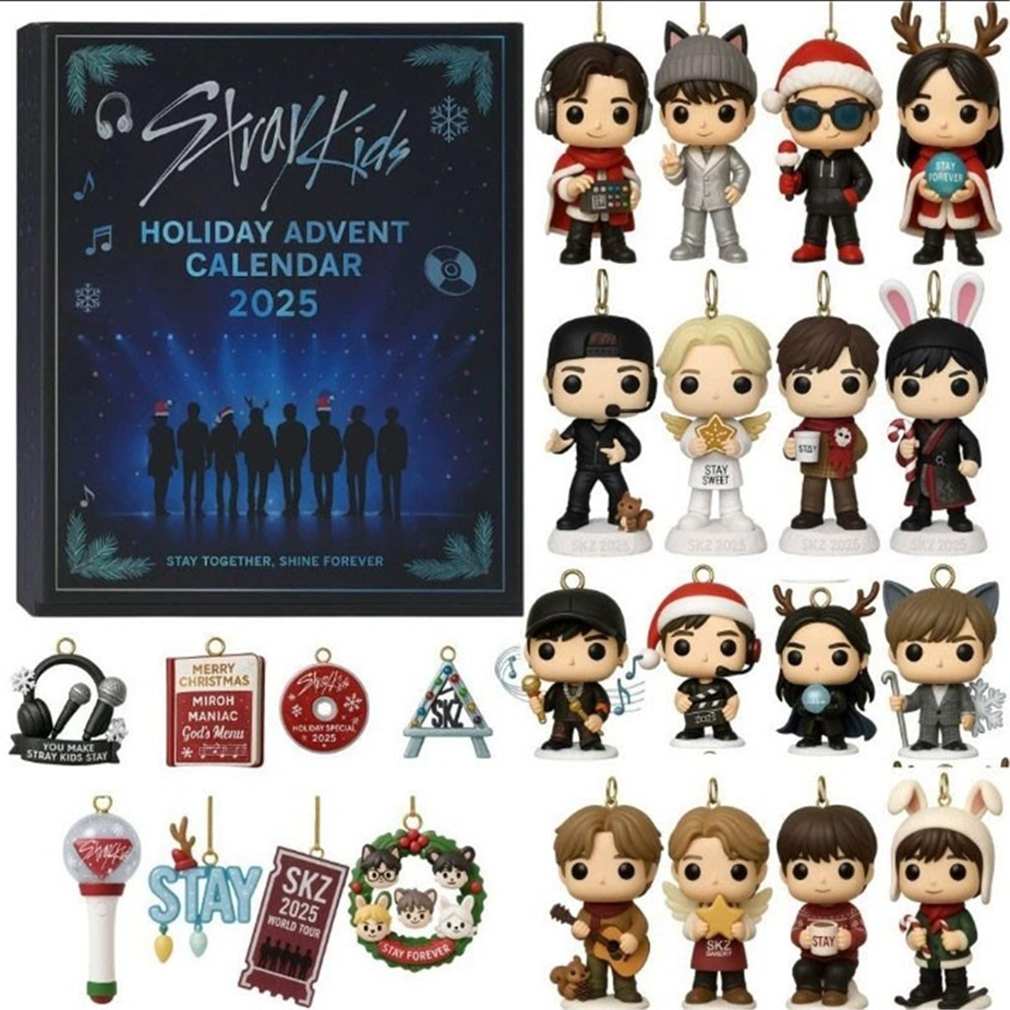 Discover 2025 Stray Kids Advent Calendar,24 Days Christmas Countdown, 2D Acrylic Countdown Calendar, Christmas Gift