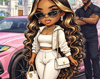 Libro para colorear de la era de las chicas suaves / Páginas para colorear de la vida suave de lujo / Libro para colorear de la chica negra elegante / Colorear digital relajante para adultos con autocuidado