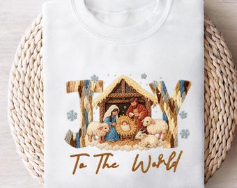 Nativity PNG, Joy to the World, Christian Christmas Design (Digital Download)