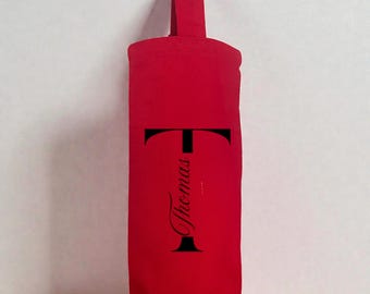 Bolsa de vino con monograma: bolsa de lona personalizada para botellas, regalo reutilizable