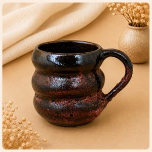 Volcanic Ember Ceramic Mug | Textured Lava Glaze Stoneware Coffee Cup
