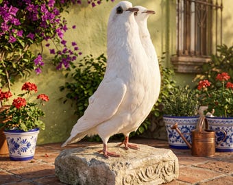 Two Headed Taxidermy White Pigeon - Ethically Sourced | Magic Prop Dove Specimen | Oddities Vulture Culture | Real Bird Specimen