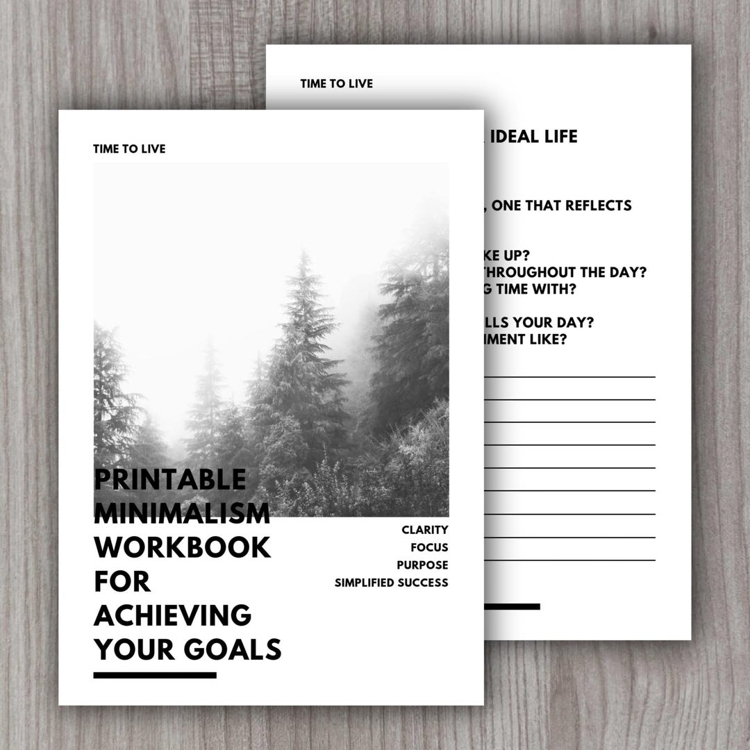 Time to Live: Printable Minimalism Workbook for Beginners - Etsy