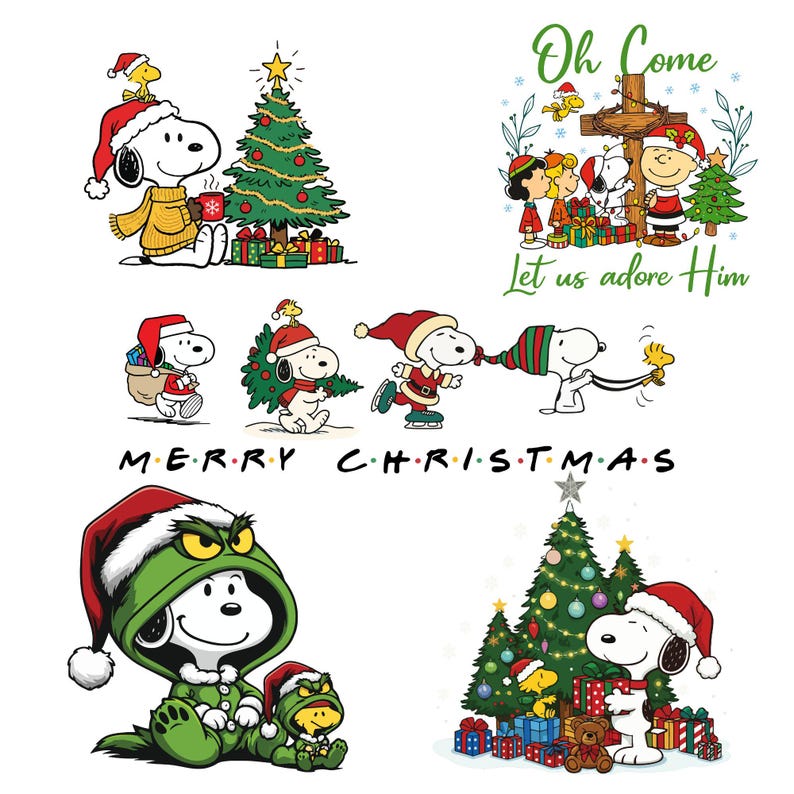 Paquete PNG navideño divertido de Snoopy y Grinch: Snoopy navideño y ...
