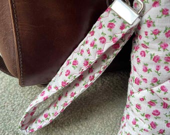 Handmade Fabric Wristlet Keychain – Padded Quilt Key Fob, Practical Small Gift for Her