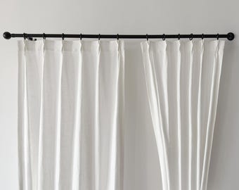 Cortinas de lino blanco nieve, plisadas, a medida