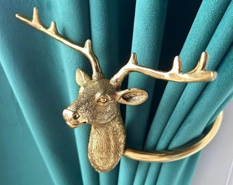 Deer Brass Hook, Vintage Wall Hook, Tieback, Hand-Finished Antique Copper Holder