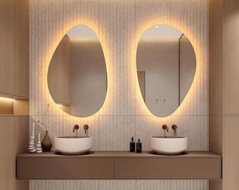 Elegant Oval LED Mirror – Frameless, Backlit, Modern Design for Bathrooms and Interiors, Vertical or Horizontal Oval Mirror, Wall Home Decor
