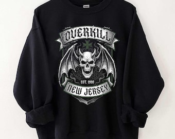 Felpa Vintage Overkill, Felpa con cappuccio Metal Music New Jersey Thrash Metal Elimination Years Of Decay Horrorscope Album Band Merch Maglietta Rocker