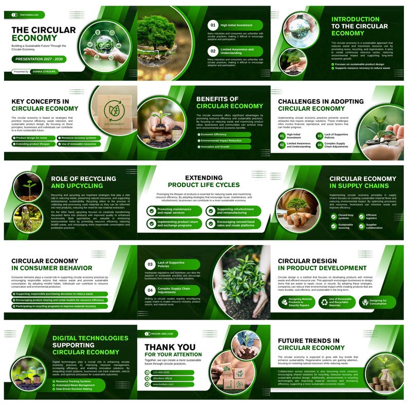 Green Circular Economy Powerpoint Template | Sustainability ...