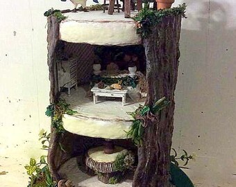 Fairy House, Tree Stump Fairy House, Fairy Garden House, Fantasy Fairy Land, Tree House, Mushrooms