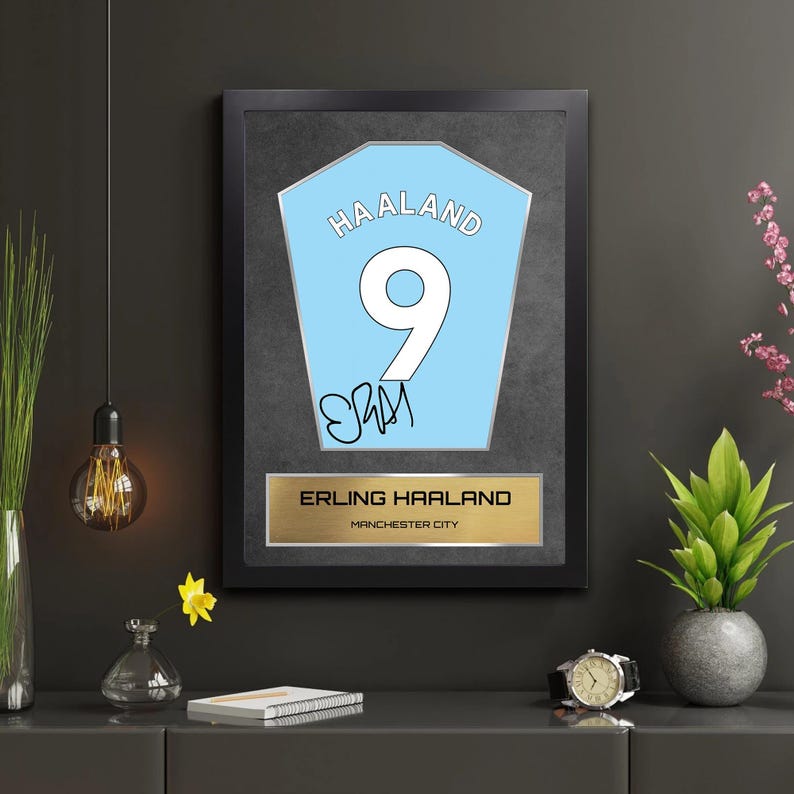 Erling Haaland Manchester City Shirt Display Framed - Autograph Print Football Memorabilia image 3