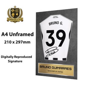 Bruno Guimaraes Newcastle Shirt Display Framed - Autograph Print Football Memorabilia