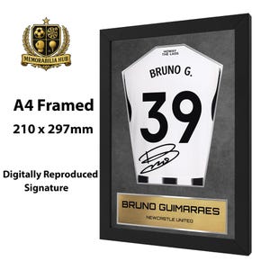 Bruno Guimaraes Newcastle Shirt Display Framed - Autograph Print Football Memorabilia