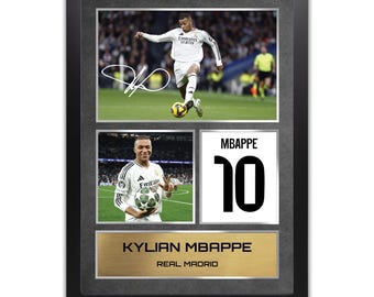Kylian Mbappe Real Madrid Printed Autograph Memorabilia - Framed Gift