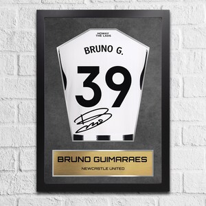Bruno Guimaraes Newcastle Shirt Display Framed - Autograph Print Football Memorabilia