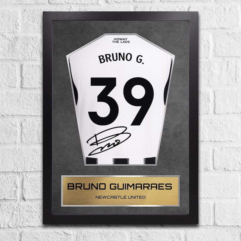 Bruno Guimaraes Newcastle Shirt Display Framed - Autograph Print Football Memorabilia